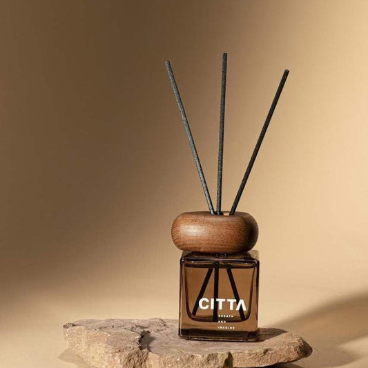 Ground Series – Square Bottle with Round Wooden Cap & Reed Sticks