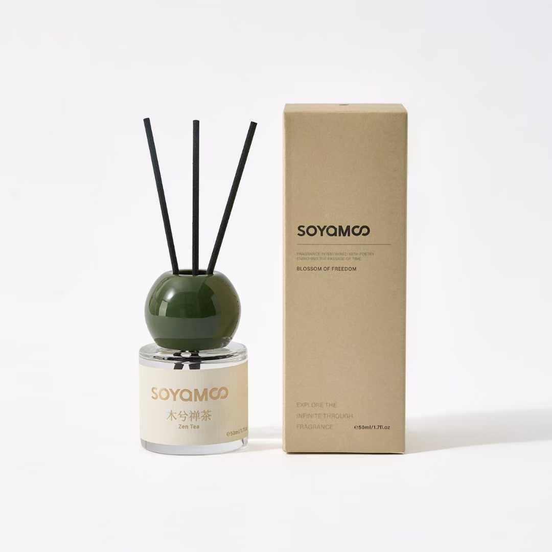Forest Round Bottle Diffuser – 50ml Green Cap · Zen Tea (50ml)